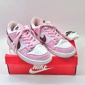 Nike Women’s Dunk Low Pink Red White Shoes Sneakers size 9